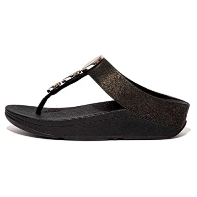 Image of Fitflop Womens Halo Shimmer Toe Post Sandals Black Size UK 7