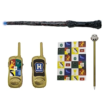 Image of Lexibook, Harry Potter, Wizard Adventurer Set with Talkies Walkies, magic wand, notebook, pen, eraser, white/gold, RPTW11HP