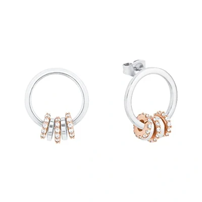 Image of s.Oliver earrings 925 sterling silver ladies earrings, with cubic zirconia synth, 1.5 cm, bicolor, Comes in jewelry gift box, 2027609