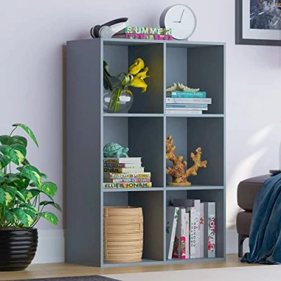 Image of Vida Designs Durham Cube Bookcase Storage Organiser Living Room Bookshelf Home Office Furniture (6 Cube, Grey)
