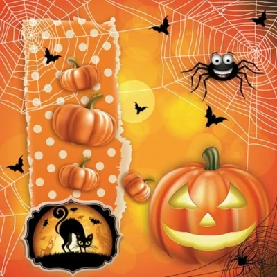 Image of 20 Napkins Autumn Halloween Party Table Decoration Paper with Motif Also for Decoupage and 33 x cm
