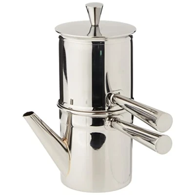Image of ILSA Neapolitan Coffee Maker in Stainless Steel 18/10 Cups 1 2, Silver