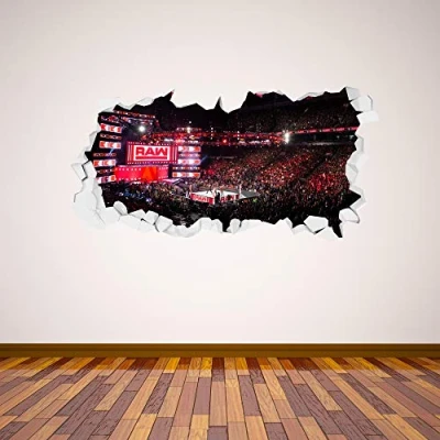 Image of Beautiful Game WWE Wall Decal RAW Smashed Arena Vinyl Sticker Kids Mural Art Wrestling (60cm x 30cm)