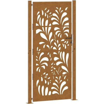 Image of vidaXL Garden Gate 105x205 cm Weathering Steel Wave Design