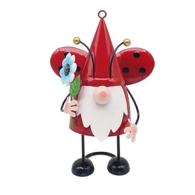 Image of Lesser &amp; Pavey Red Gnome with Flower Garden Ornaments Lovely Gardening Gifts For Women Men Designed By Bright Eyes Decorations Any