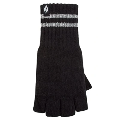 Image of Mens 1 Pair SOCKSHOP Heat Holders 3.2 TOG Workforce Fingerless Gloves Black One Size