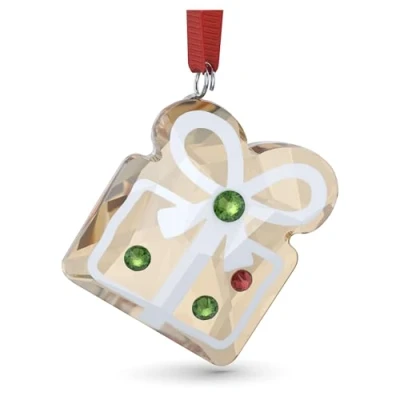 Image of Swarovski Holiday Cheers Gingerbread Gift Ornament, Multi Coloured Crystals and Red Grosgrain Ribbon, from the Collection