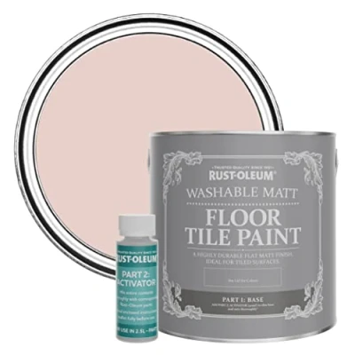 Image of Rust Oleum Pink Washable Matt Floor Tile Paint Champagne 2.5L