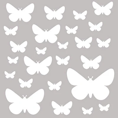 Image of PREMYO Set of 25 Butterfly Wall Stickers Kids Nursery Decor Easy to Apply Decals for Bedrooms Girls Boys White