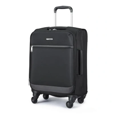 Image of Amazon Basics Expandable Softside Spinner Luggage, 53 cm (Including 4 Wheels), 32 Liters, up to 25% Extra Capacity, Black