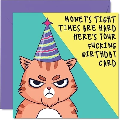 Image of Rude Birthday Cards Men Women &#039;Appy Effin&#039; Joke Happy Card for Dad Mum Brother Sister Son Daughter Best Friend Work Colleague, 145mm x Funny Banter Bday Greeting