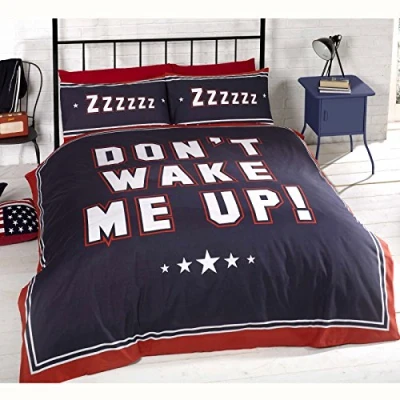 Image of Finest Homeware Don&#039;t Wake Me Duvet Quilt Cover Reversible Bedding Set, Double , King