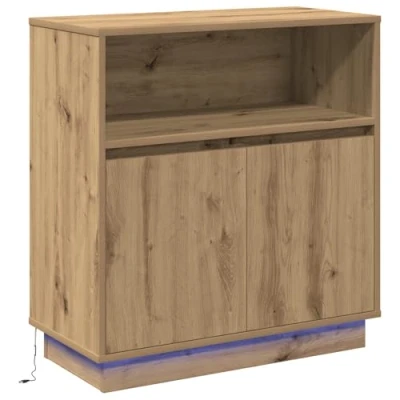 Image of vidaXL Sideboard with LED Artisan Oak 71x34,5x75 cm Engineered Wood