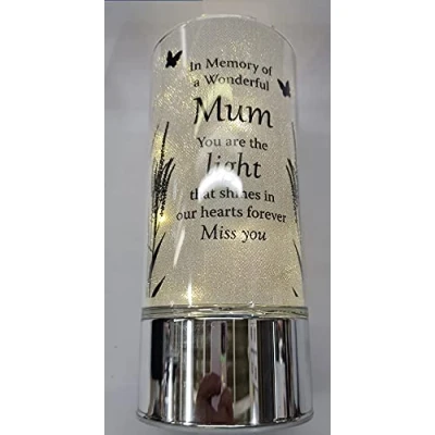 Image of MUM Thoughts of you memorial tube light 20cm glass 3AA Batteries NOT INCLUDED