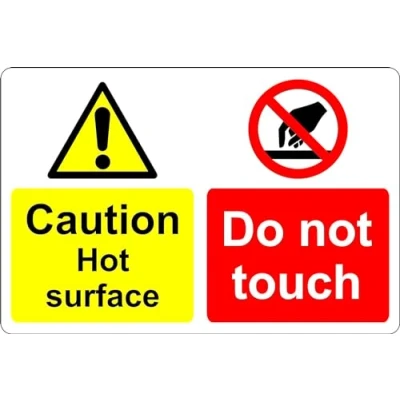 Image of Caution hot surface do not touch safety sign 3mm Aluminium 200mm x 150mm Case (Pack of 5)