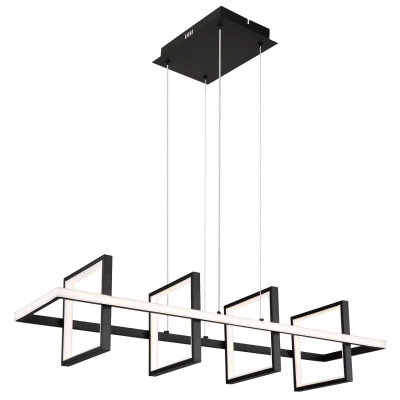 Image of Wolfhard Squares Pendant Ceiling Light Matt Black 4x LED Dimmable 2700 6000K Remote Control
