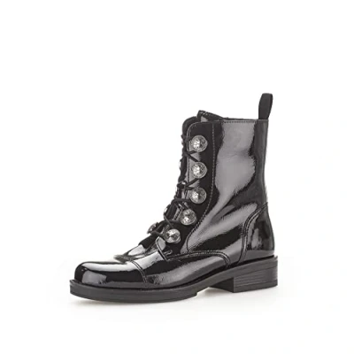 Image of Gabor Lace Up Biker Ankle Boot Lady 91.796 6 BLK Patent