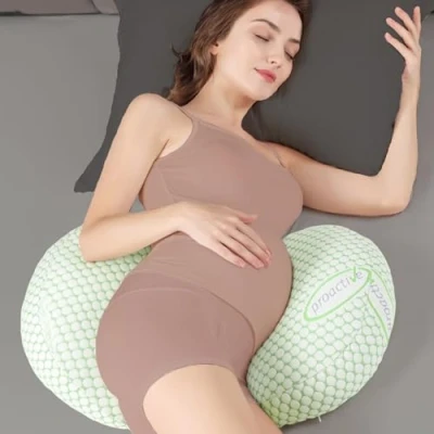Image of Pregnancy Pillow, with Detachable and Adjustable Cotton Cover, Side Sleeper Maternity Support for Back, Legs, Belly, Hips of Pregnant Women (Green)