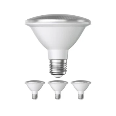 Image of ledscom.de 4 Pieces E27 LED Bulb, PAR30 Short Neck, Warm White (2700 K), 12.9 W, 994lm, 42, Reflector Mirror (Silver)