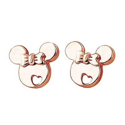 Image of Kaguyo Minnie Mouse Earrings for Girls Rose Gold Plated 925 Sterling Silver Small Tiny Cute Mickey Stud Women and Kids Birthday Gift (rose gold)