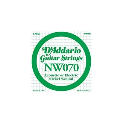 Image of D&#039;Addario NW070 .070 Nickel Wound Single String for Electric Guitar