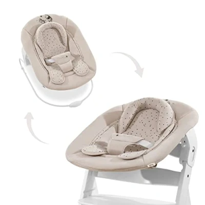 Image of hauck Alpha Bouncer 2in1, Disney Winnie the Pooh Beige Baby Seat for Alpha+ Wooden Highchair with Bouncing Frame, 3 Point Hip Harness &amp; Reducer, from Birth up to 9 kg
