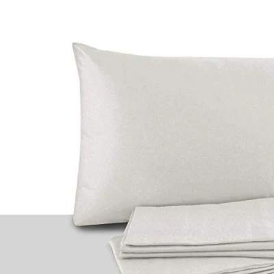 Image of Giovanni Dolcinotti Set of 2 Pillow Cases Double and Single Bed 50 x 80 cm 100% Cotton Made in Italy Pearl Colour
