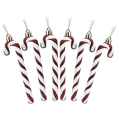 Image of Christmas Concepts® Pack Of 6 13cm Glitter Candy Cane Tree Decorations (Hot Pink)