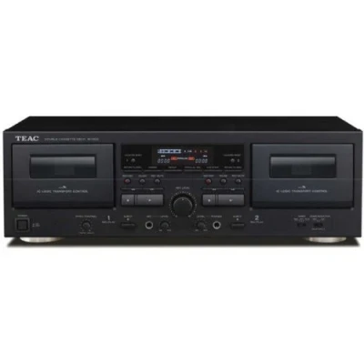 Image of Teac W 1200 B 1200(B) Double Cassette Deck (Recording/Playback, Microphone Input, USB Output for Digital Recording to PC/Mac, Conference Transcripts) Black, 14.5 cm*43.5 cm*28.58 cm