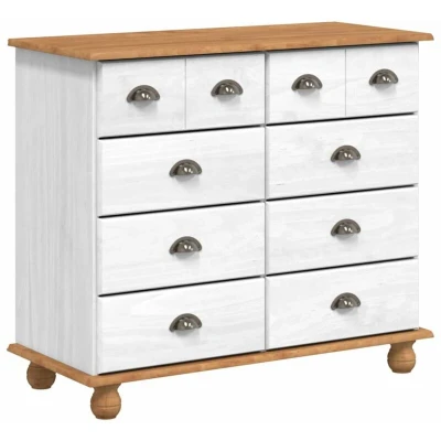 Image of vidaXL Chest of Drawers &#039;ASKIM&#039;White 91x40x79 cm Solid Wood Pine