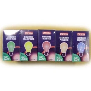 Image of Lyvia 20x 25w Coloured Standard Bulbs (4xMixed Pack Pink/Blue/Yellow/Green/RED) BC Base