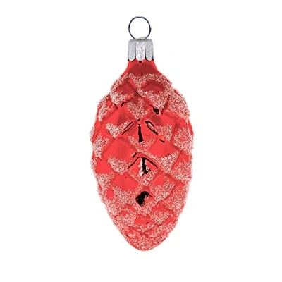Image of Set of 6 Decorative Pine Cones (7 cm) Hand Blown Glass Christmas Tree