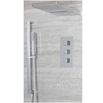 Image of Milano Arvo Thermostatic Mixer Valve Wall Mounted Waterblade Head Hand Shower Slide Rail Chrome
