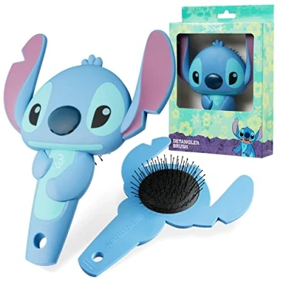 Image of Disney Stitch Detangle Hair Brush for Women Teenagers Girls Minnie Mouse Baby Yoda Paddle Gifts (Blue 3D)