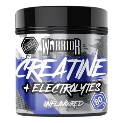 Image of Warrior Creatine Monohydrate Plus Electrolytes Powder 360g Hydration and Performance Drink Nutrition Shake to Promote Muscle Growth (Not Tablets, Sachet, Gummies) 80 Servings (Unflavoured)