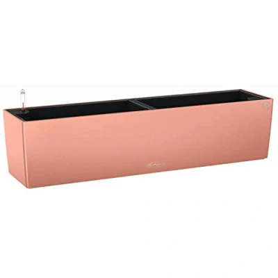 Image of Lechuza BALCONERA Color 80 Self Watering Planter Plastic Indoor/Outdoor Flower Plant Pot Table and Window Box with Drainage Hole H19 L80 W19 cm Coral Red