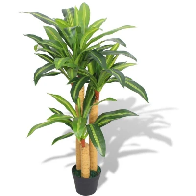 Image of vidaXL Artificial Dracaena Plant with Pot 100 cm Green