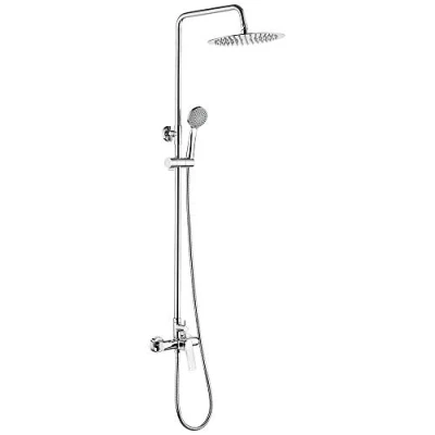 Image of Ibergrif M17004 Prague, Column, Hand System, Hose, Adjustable Shower Bar and Stand, Black,Silver