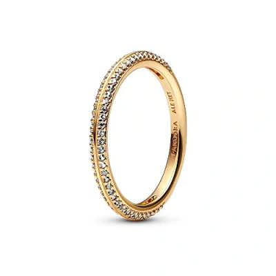 Image of PANDORA ME 14K Gold Plated Pavé Ring With Cubic Zirconia, Size 50, No Box