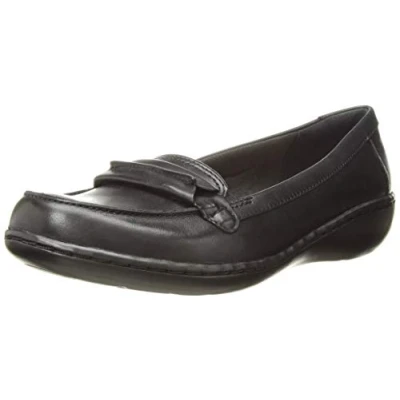 Image of Clarks Women&#039;s 26067331 Ashland Bubble Slip On Loafer, Black, 4 UK