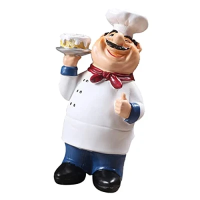 Image of HomeDecTime Resin Decorative Ornaments,Kitchen Decor,Cook Statue,French Chef Figurines Cake