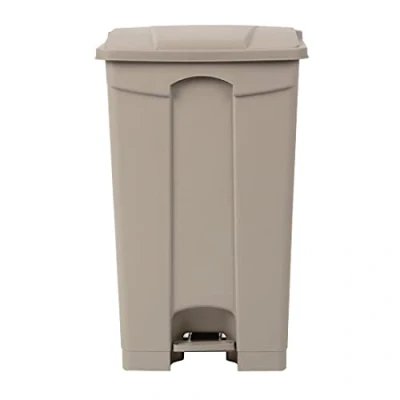 Image of Jantex Kitchen Pedal Bin 87 Litre, Beige, Material: Polypropylene Plastic, Size: 820(H) x 495(W) 400(D)mm, Tight Fitting Lid Traps Odours, Bag Hooks, GH639