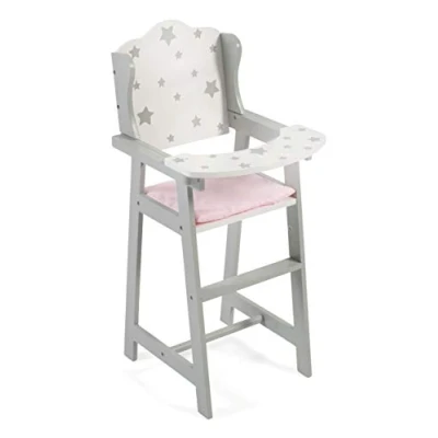 Image of Bayer Chic 2000 501 95 Doll High Chair for Dolls up to 46 cm, Furniture, Accessories, Stars Grey, 30 x 26.5 59 cm