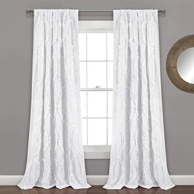 Image of Lush Decor Avon Window Curtain Panel White Single 54X108