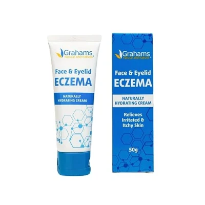 Image of Grahams Natural Face &amp; Eyelid Eczema Cream for Sensitive Areas, Eye Relief Eczema, Dermatitis, Redness, Inflammation Very Dry Skin, Hypoallergenic, Fragrance Steroid Free (1 x 50g)