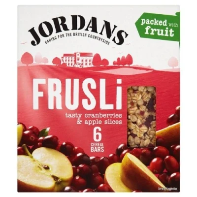 Image of THREE PACKS of Jordans Frusli Bars Tasty Cranberry &amp; Apple Slice (Multipack) (30g x 6)