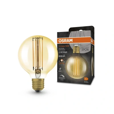 Image of OSRAM vintage 1906 E27 8.8 W LED G80 822 dim gold