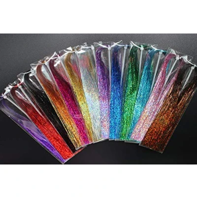 Image of Tigofly 13 packs colors 0.3mm Holographic Flashabou Glittering Tinsel Sparkle Crystal Flash Trout tube fly tying materials