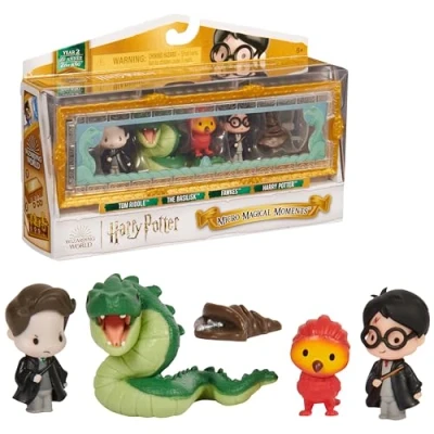 Image of Wizarding World Harry Potter, Micro Magical Moments Chamber of Secrets Scene Gift Set with 5 Mini Figures &amp; Display Case, Kids’ Toys for Ages 6+