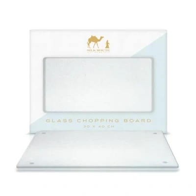 Image of Silk Route Home Glass Chopping Board Frosted Tempered 40 x 30 cm Non Slip Feet
